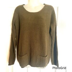 Debbie Morgan Brown Knit Sweater with Elbow Parches.